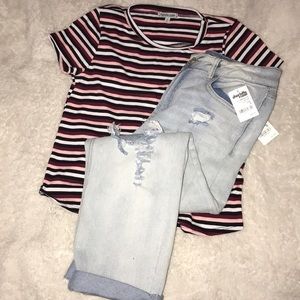 Boyfriend jeans and shirt bundle *NEVER WORN*